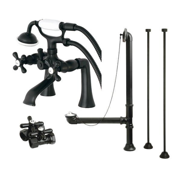 Clawfoot Tub Faucet Packages, Matte Black, Deck Mount